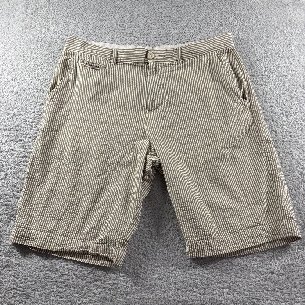 Arturo Calle Seersucker Shorts mens 36 Beige Brown 10" Light Weight Vacation